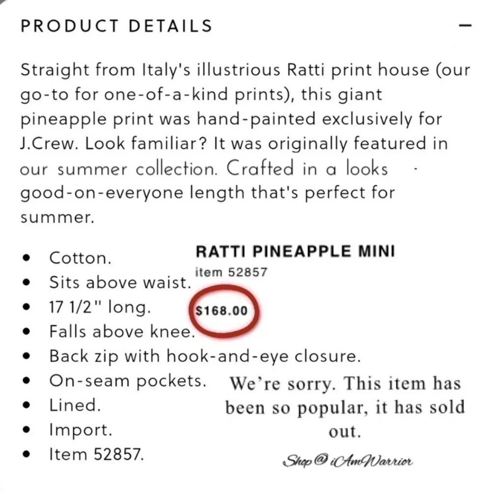 J.Crew NWT navy blue pineapple print a-line mini skirt Shop@iAmWarrior